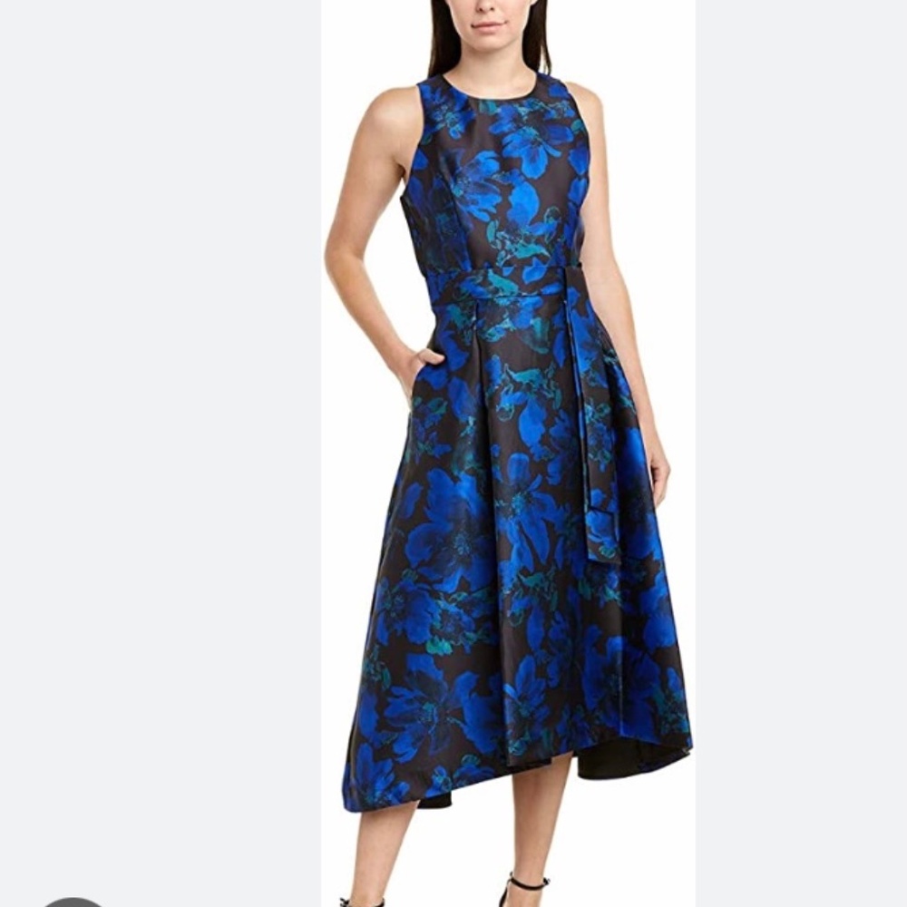 Tahari ASL Belted Hi Lo Floral Jaquard Dress (nwt) size 8
